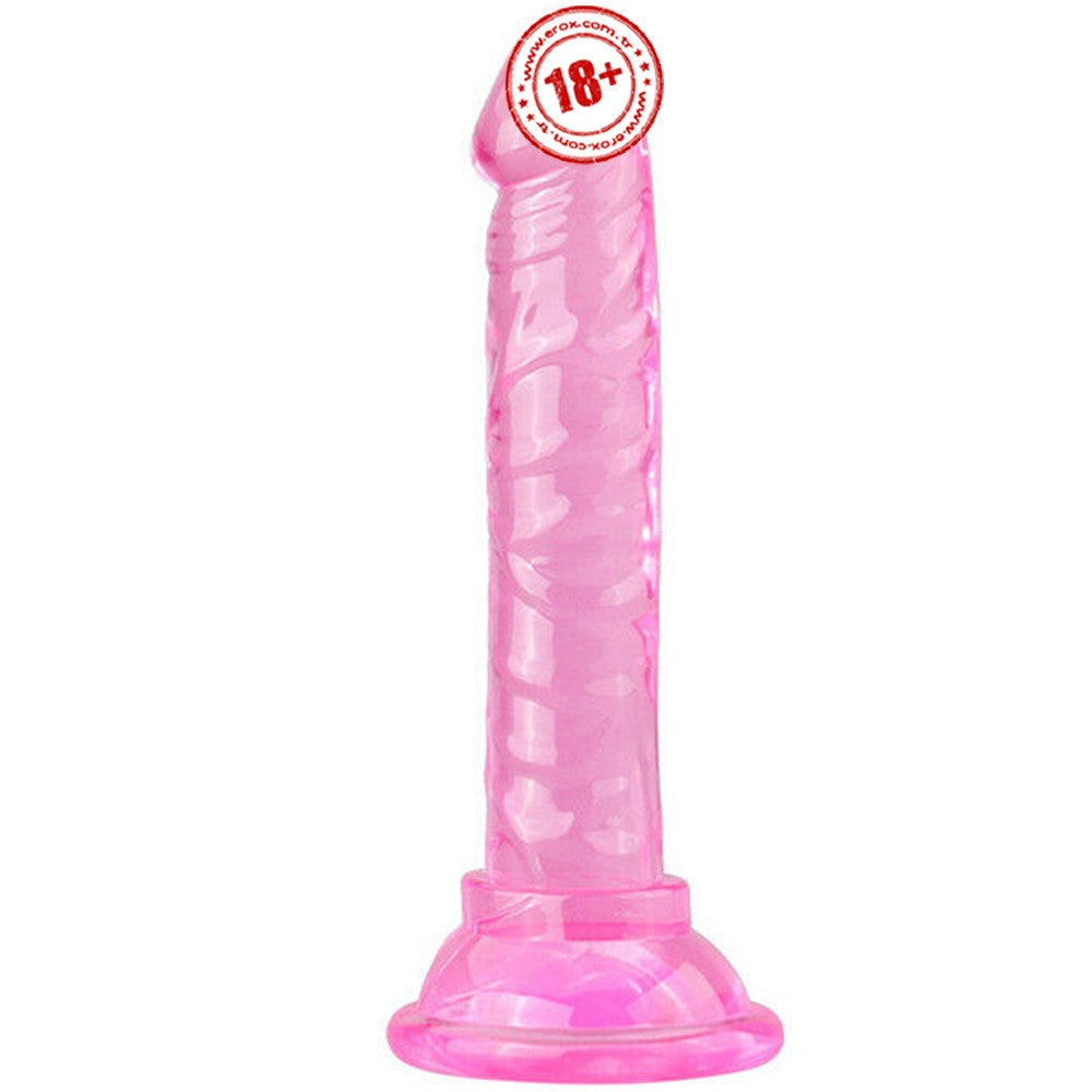 Erox Jelly Silicone 14.5 cm Anal ve Vajinal Realistik Penis-Pink
