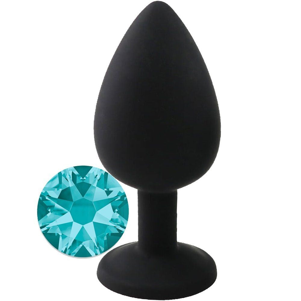 Erox Safe Body Black Silicone Large Mavi Taşlı Silikon Anal Plug