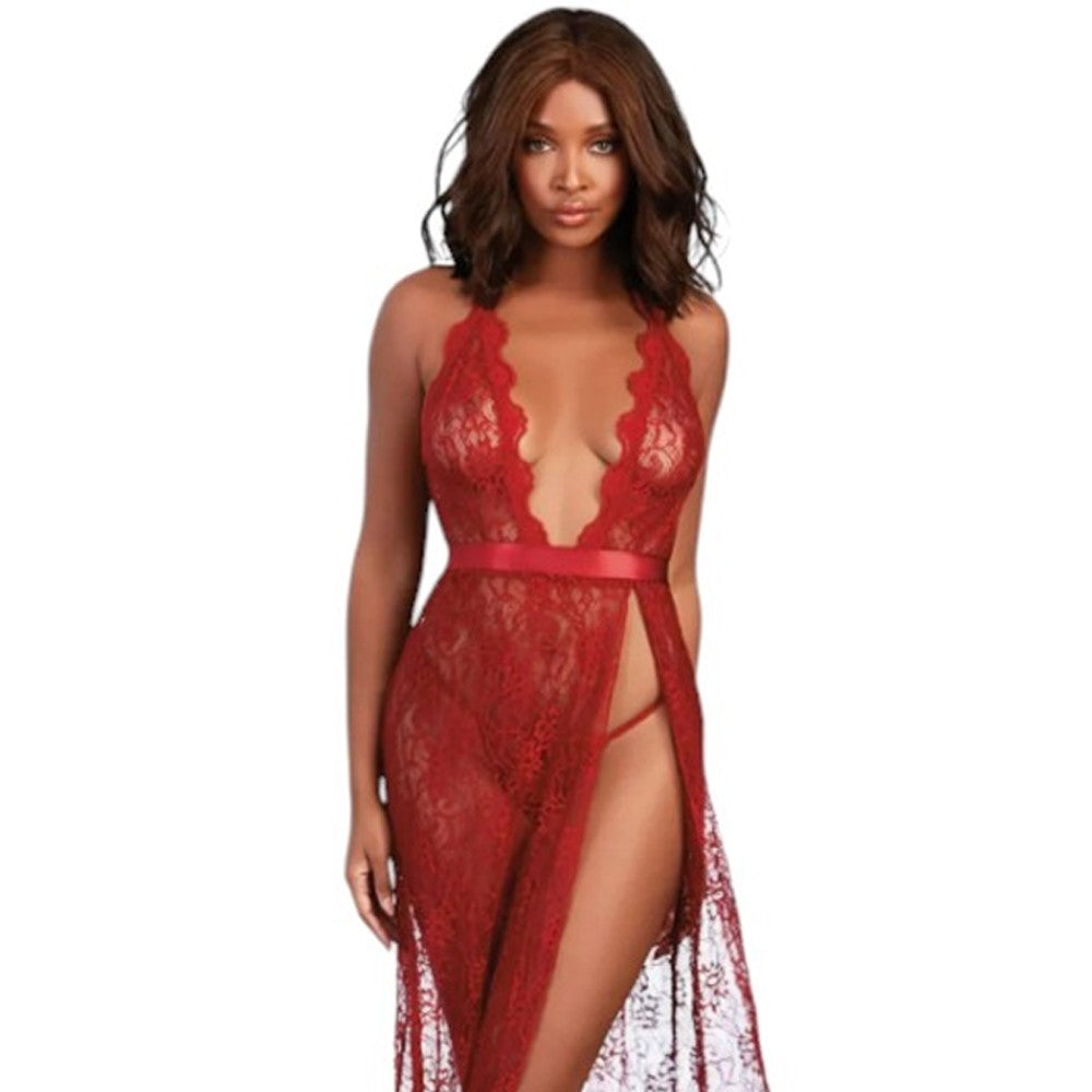 Erox Fantasy Wear Daria Dantelli Fiyonklu Uzun Gecelik Takımı