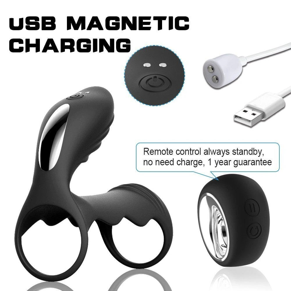 Cockring Clitoral Stimulation Uzaktan Kumandalı Penis Kafesi Siyah