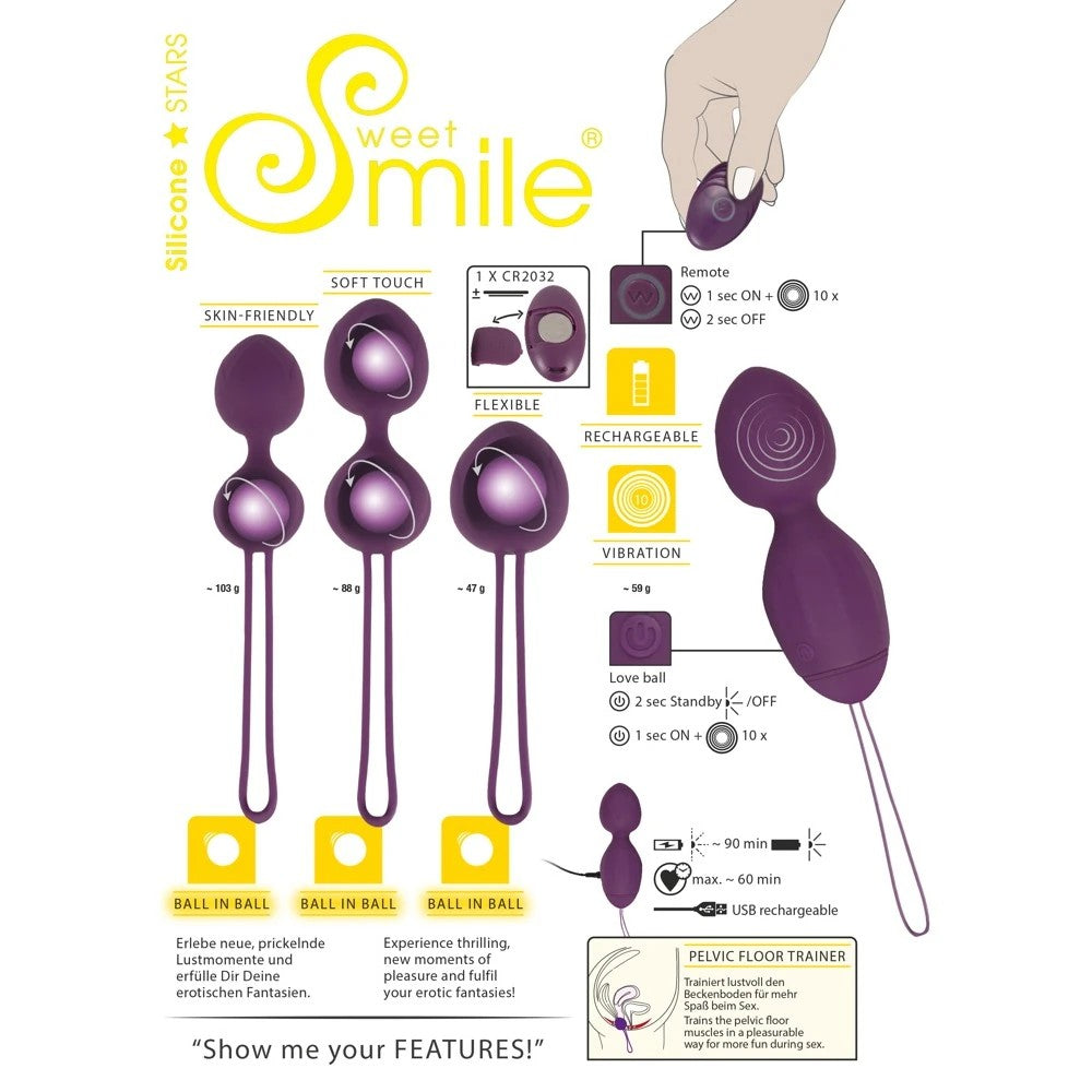 Sweet Smile 4 Piece Kegel Exercise Set Uzaktan Kumandalı Kegel Vibratör