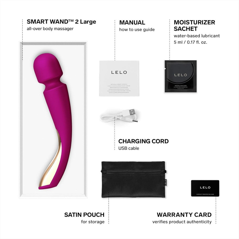 Lelo Smart Wand 2 Large Professional Masaj Wand Vibrator Deep Rose