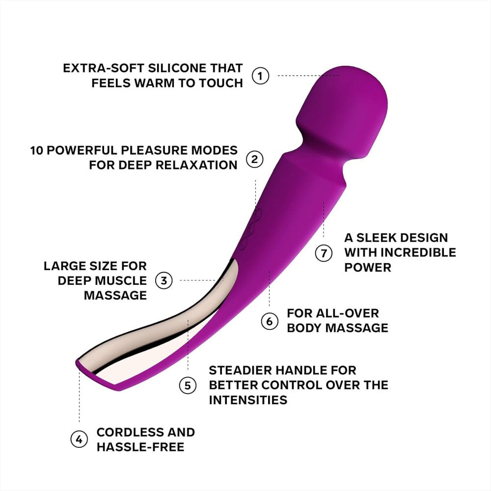 Lelo Smart Wand 2 Large Professional Masaj Wand Vibrator Deep Rose
