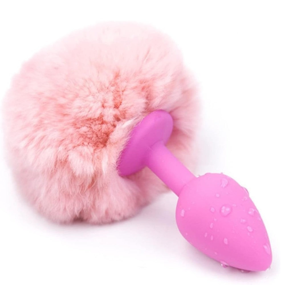 Anal Play Silicone  Bunny Tail Kuyruklu Anal Plug Pink