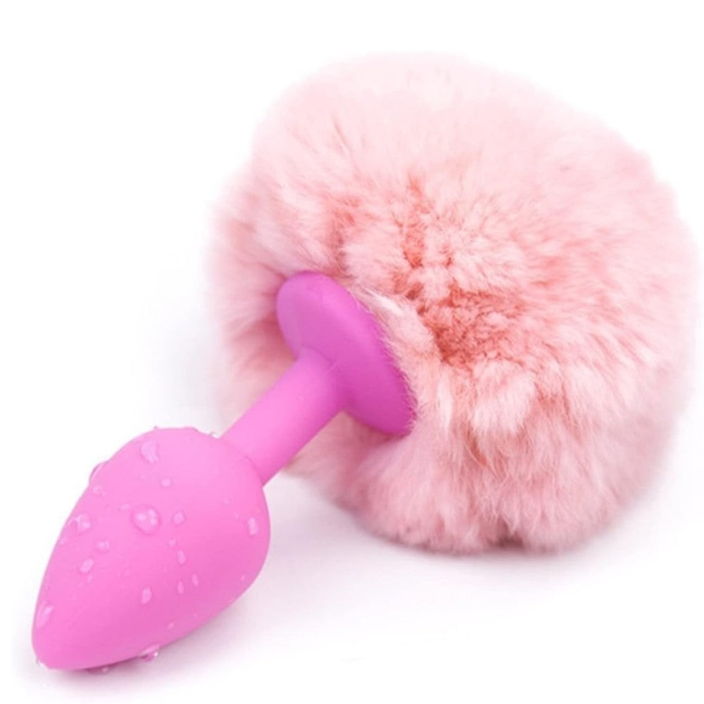 Anal Play Silicone  Bunny Tail Kuyruklu Anal Plug Pink