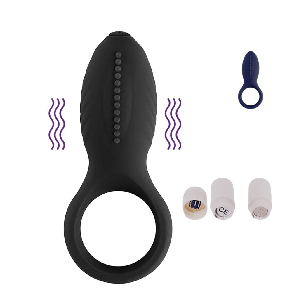 Man Nuo Dual Klitoral Titreşimli Penis Halkası Siyah