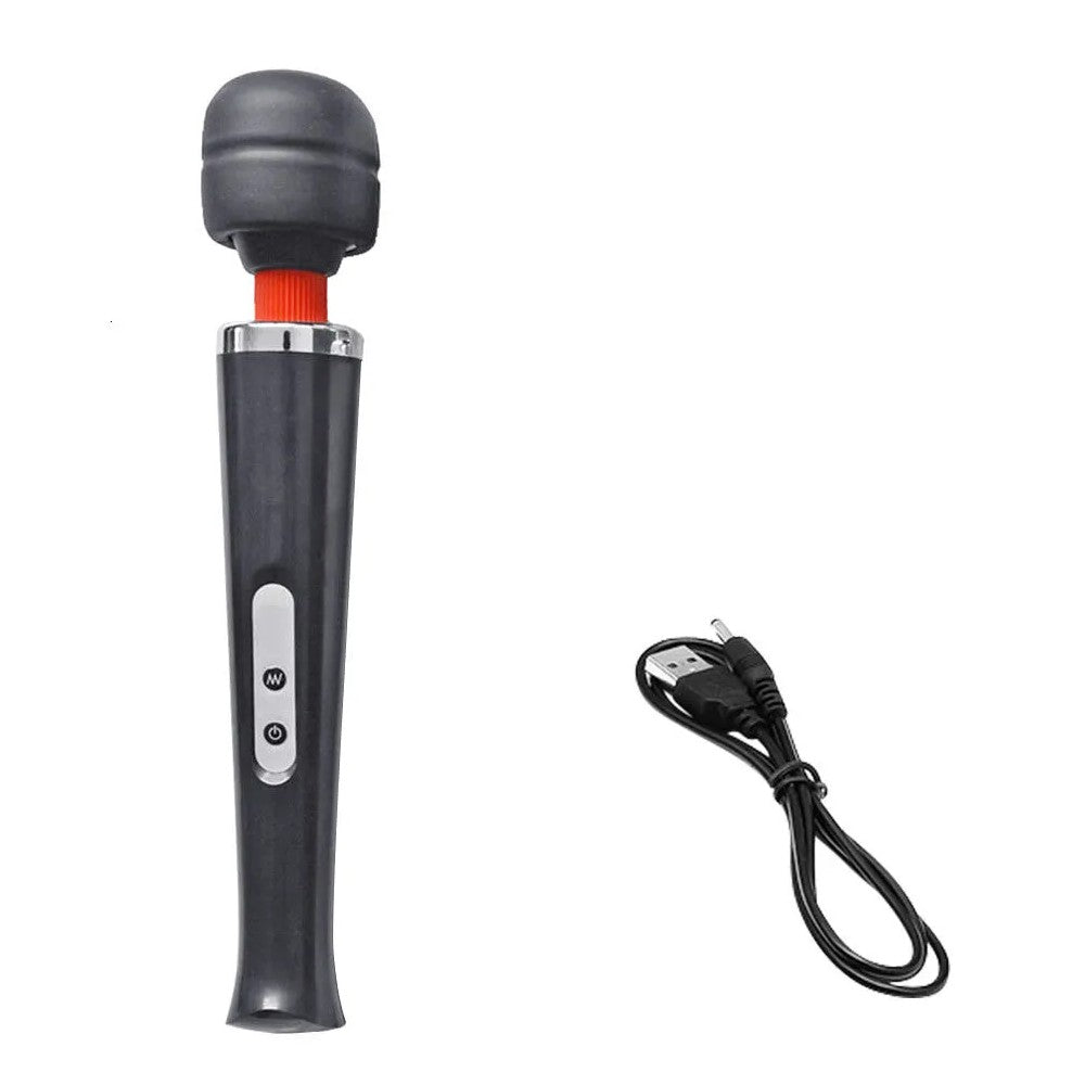 Powerful Magic Massager 10 Modlu Şarjlı Magic Wand Vibrator Black