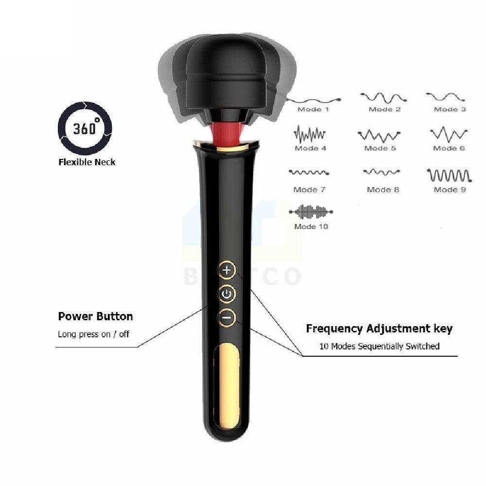 Powerful Vibrating Clitoris Female AV Magic Massage Wand Vibrator Black