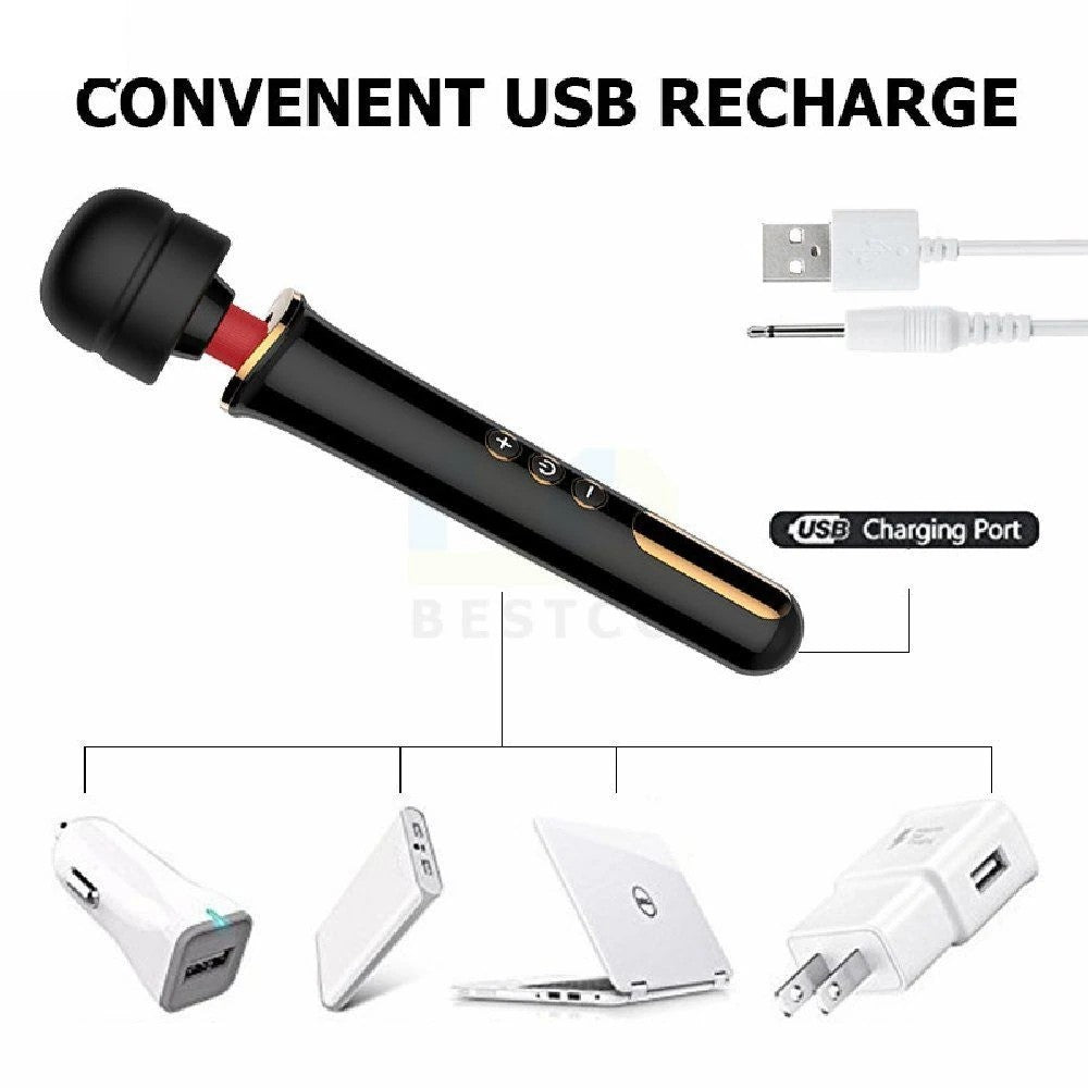 Powerful Vibrating Clitoris Female AV Magic Massage Wand Vibrator Black