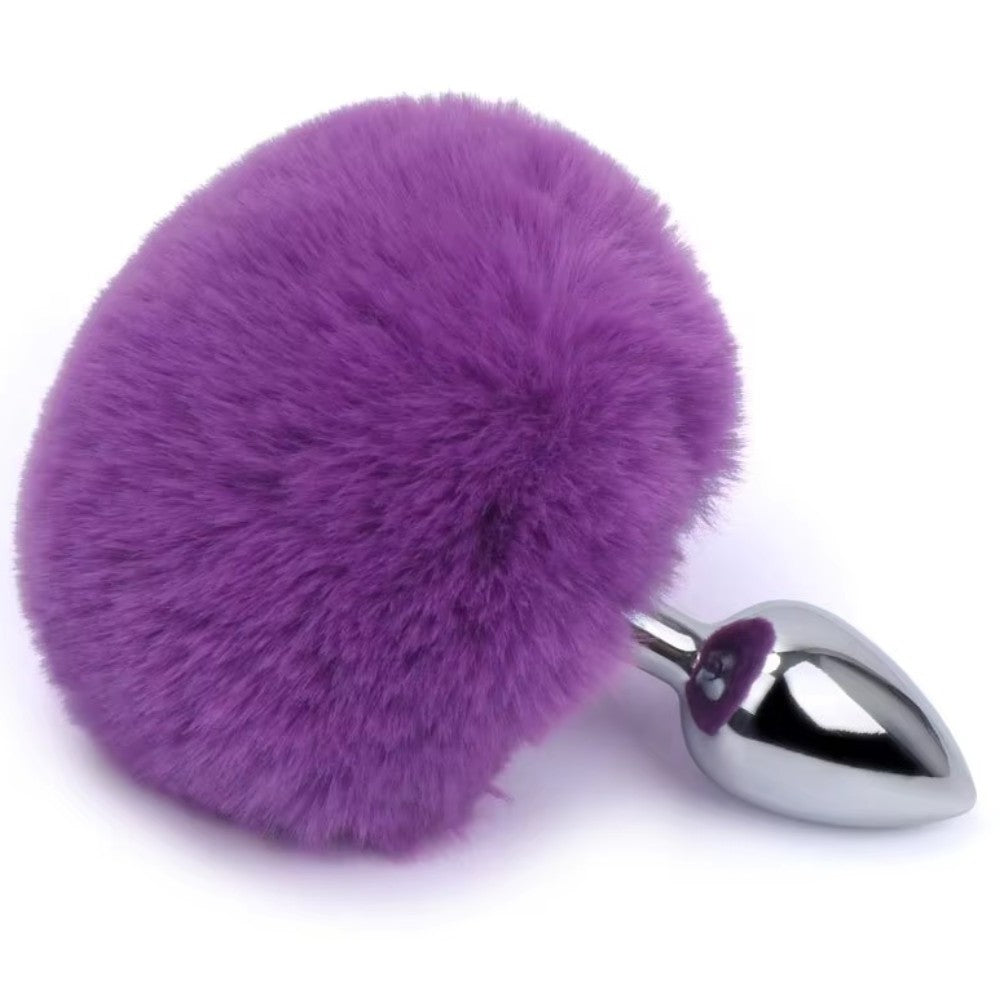 Fantasy Bunny Tail Peluşlu Metal Anal Plug Purple