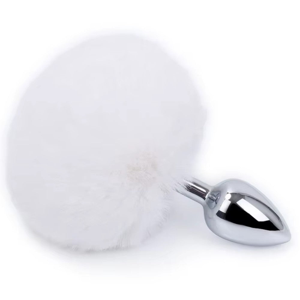 Fantasy Bunny Tail Peluşlu Metal Anal Plug White