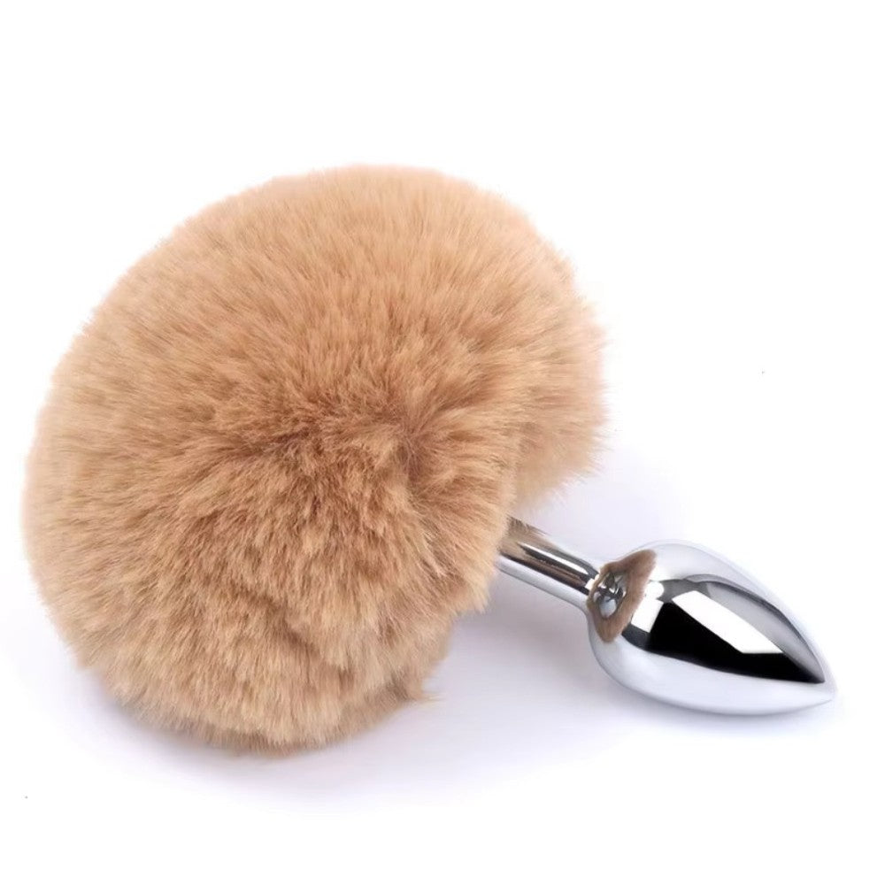 Fantasy Bunny Tail Peluşlu Metal Anal Plug Brown