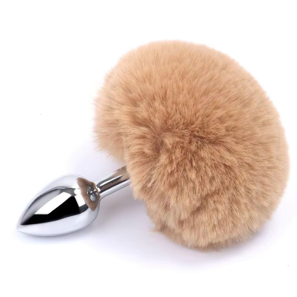 Fantasy Bunny Tail Peluşlu Metal Anal Plug Brown
