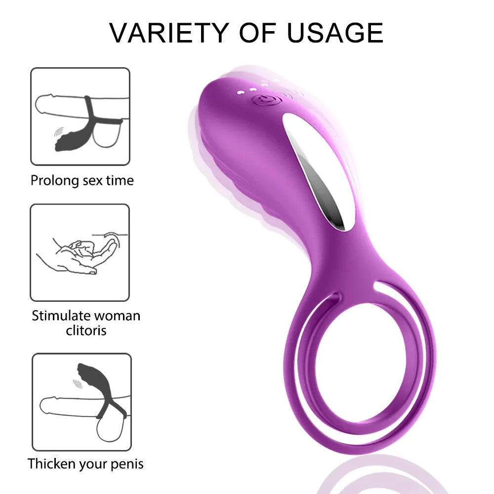 Midnight Magic Çok Yönlü Uzaktan Kumandalı Penis Halkası Vibratör Purple