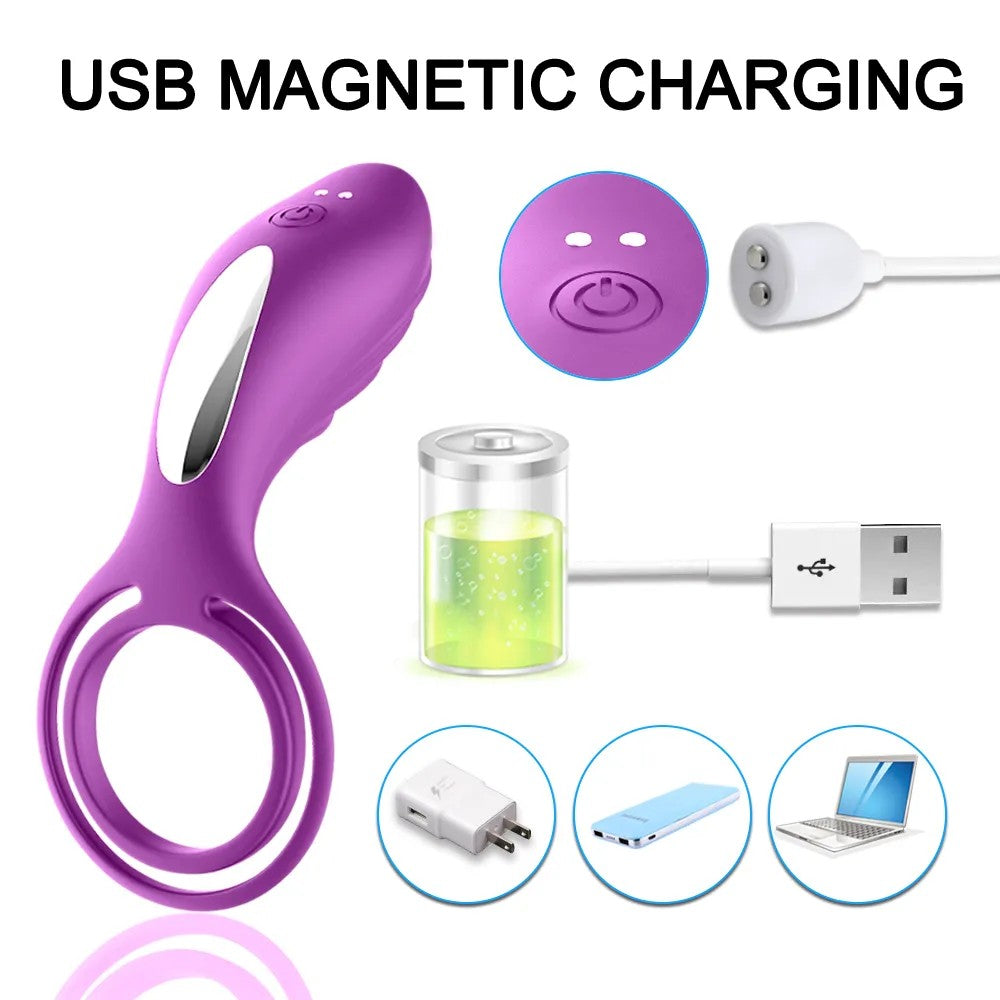 Midnight Magic Çok Yönlü Uzaktan Kumandalı Penis Halkası Vibratör Purple