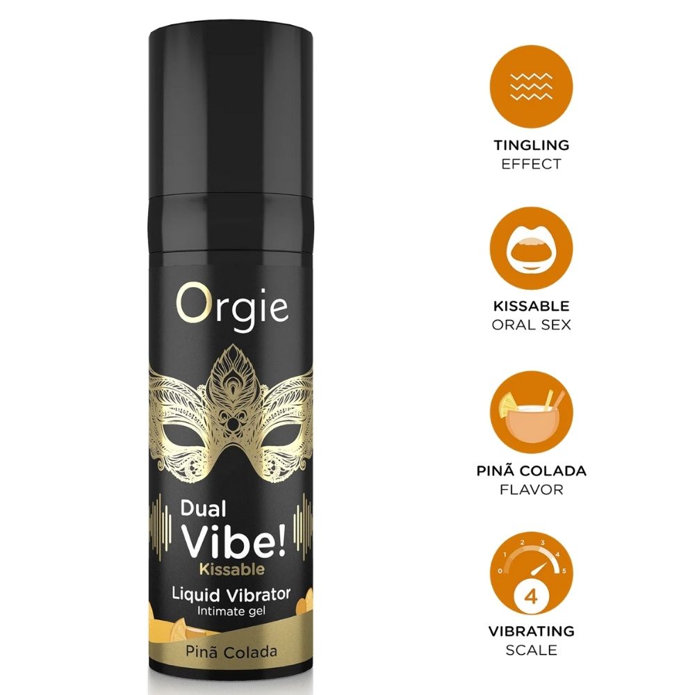 Orgie Dual Vibe Kissable Pina Colada Aromalı Likid Vibratör 15 Ml.