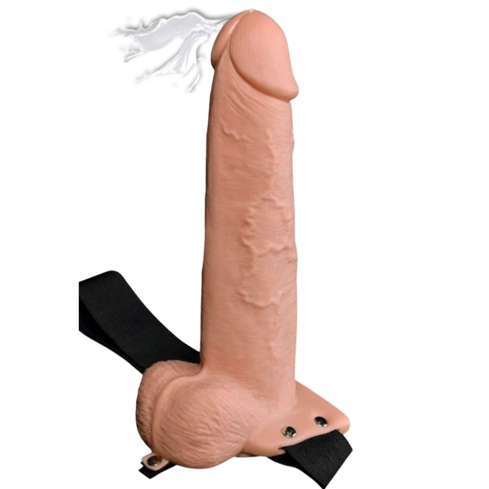 Pipedream Products Fetish Fantasy Series 9" Hollow Squirting Strap-on With Balls Flesh