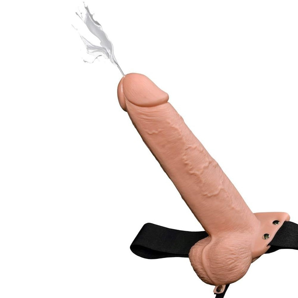 Pipedream Products Fetish Fantasy Series 9" Hollow Squirting Strap-on With Balls Flesh