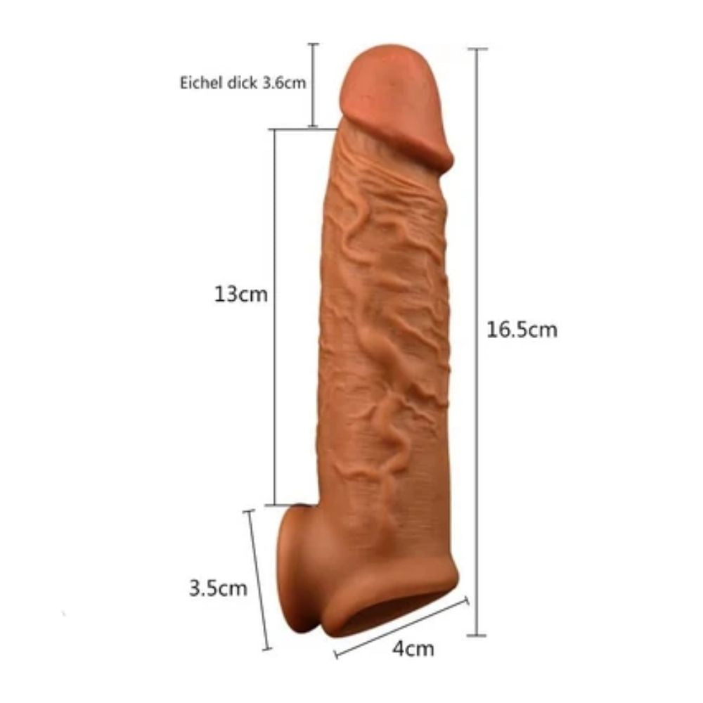 Mega Enlarger TPE Penis Sleeve Testik Destekli Penis Kılıfı