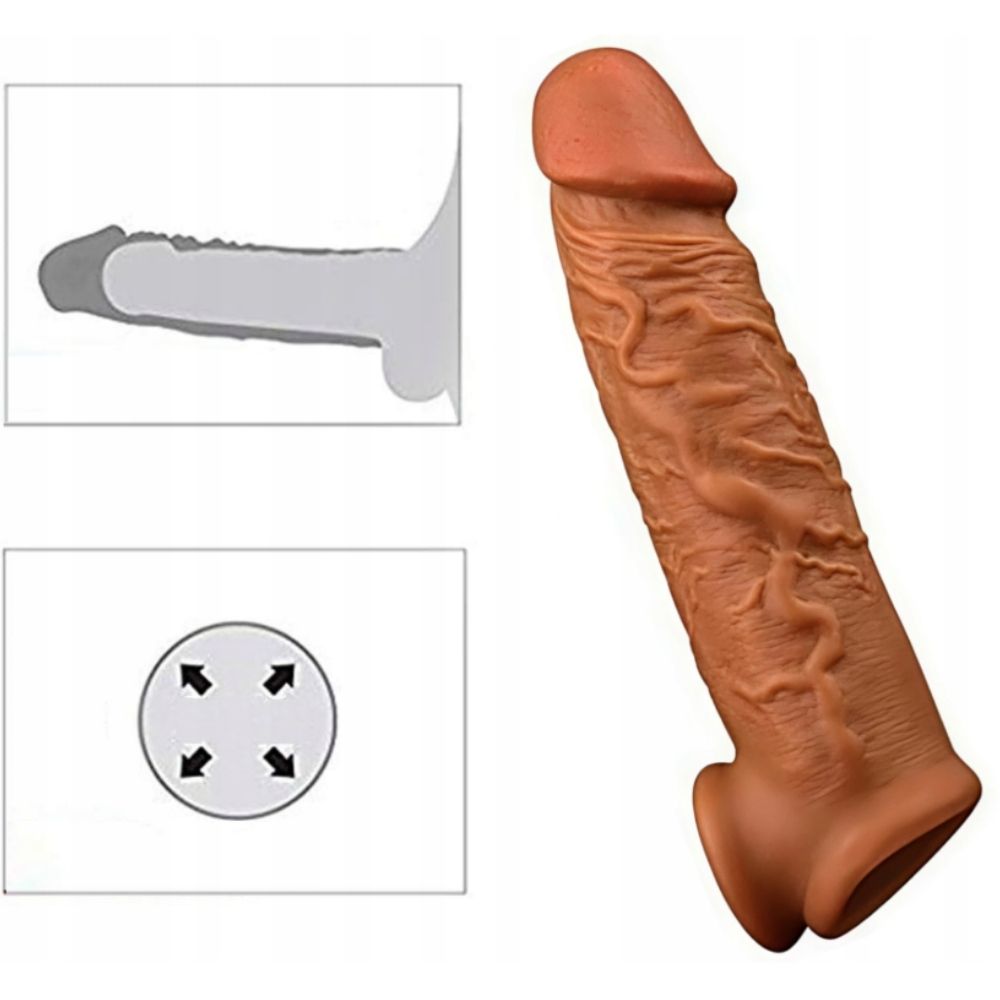 Mega Enlarger TPE Penis Sleeve Testik Destekli Penis Kılıfı