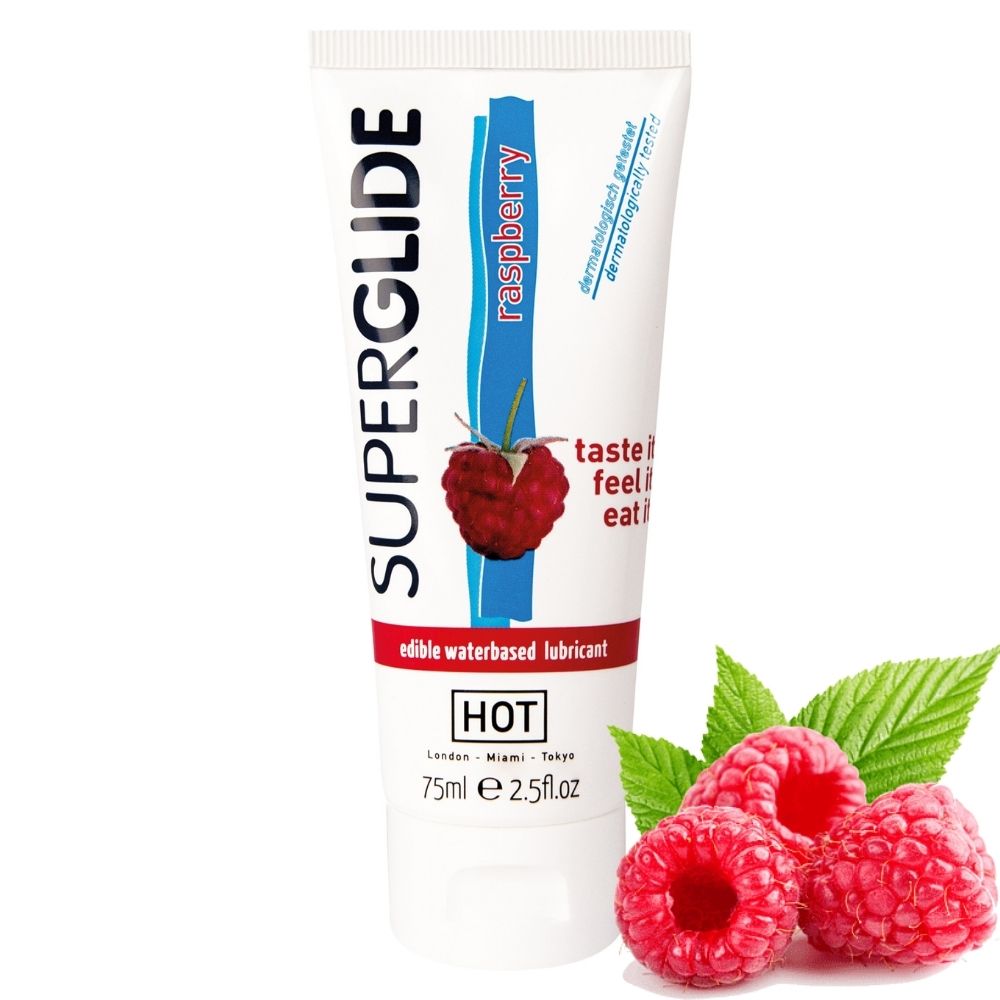 Hot Products Edibles Superglide Lube 75 ml Ahududu Aromalı Kayganlaştırıcı Oral Jel