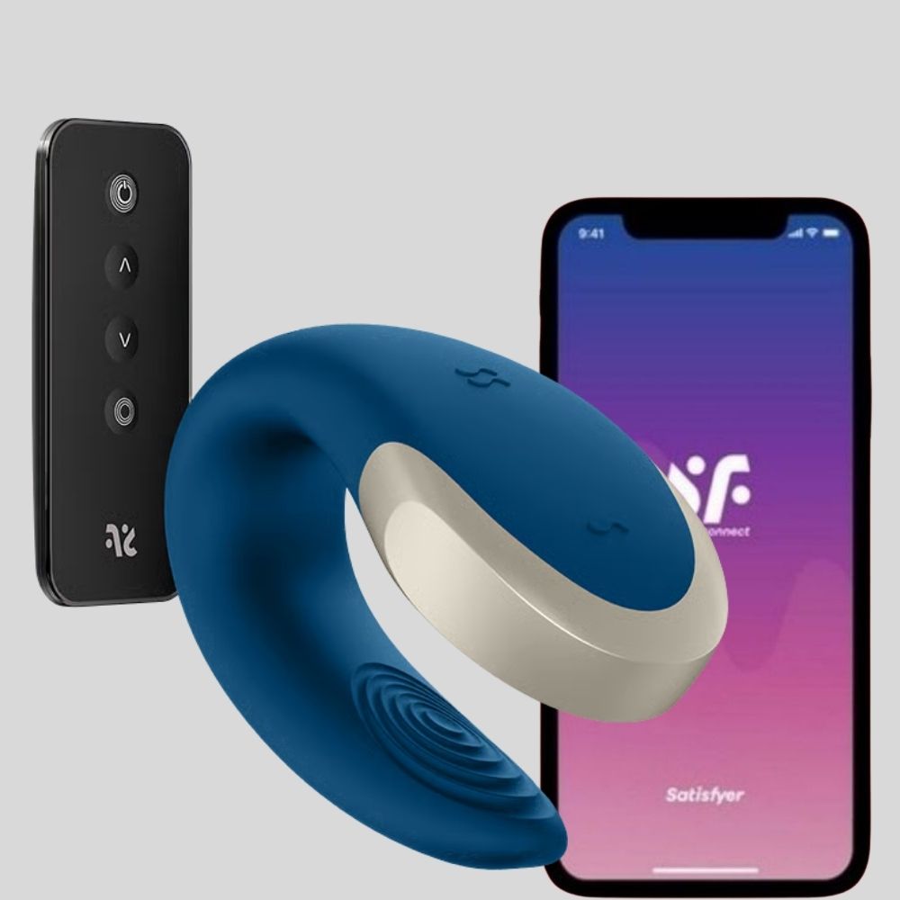 Satisfyer Double Love Telefon Kontrollü Partner Vibratör Blue