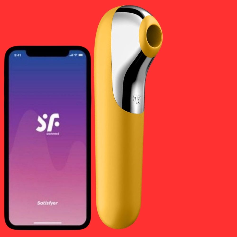 Satisfyer Dual Love Telefon Kontrollü Emiş Güçlü Vibratör Yellow