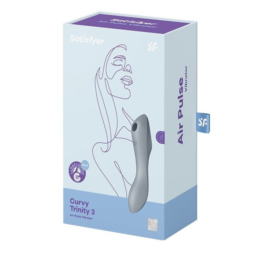 Satisfyer Curvy Trinity 3 Gray Insertable Air Pulse Emiş Güçlü Vibratör