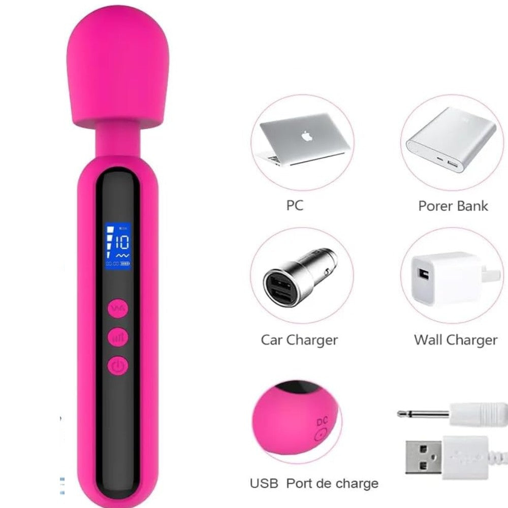 Shumix Oem Ultra Güçlü Slike Silikon Masaj Wand Vibrator Pink