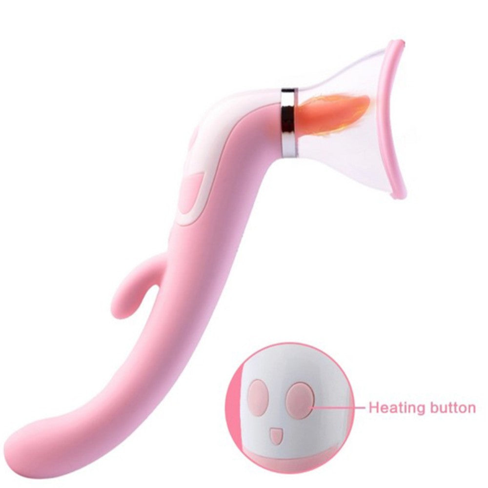 Sucker Licker G-Spot Çift Yönlü Isıtmalı Yalama Vibratör