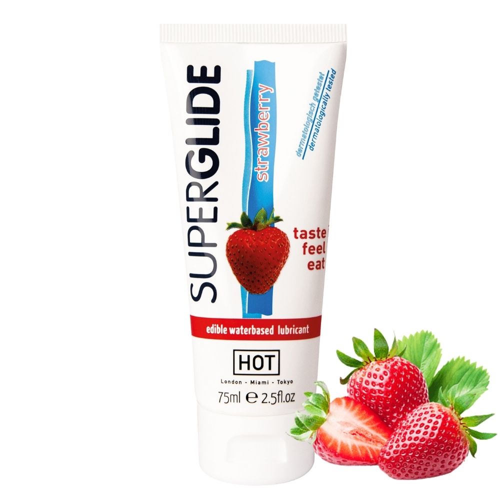 Hot Products Edibles Superglide Lube 75 ml Çilek Aromalı Kayganlaştırıcı Oral Jel