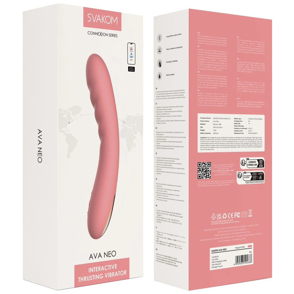 Svakom Ava Neo Interactive Thrusting Telefon Kontrollü Hareketli Vibrator Pink