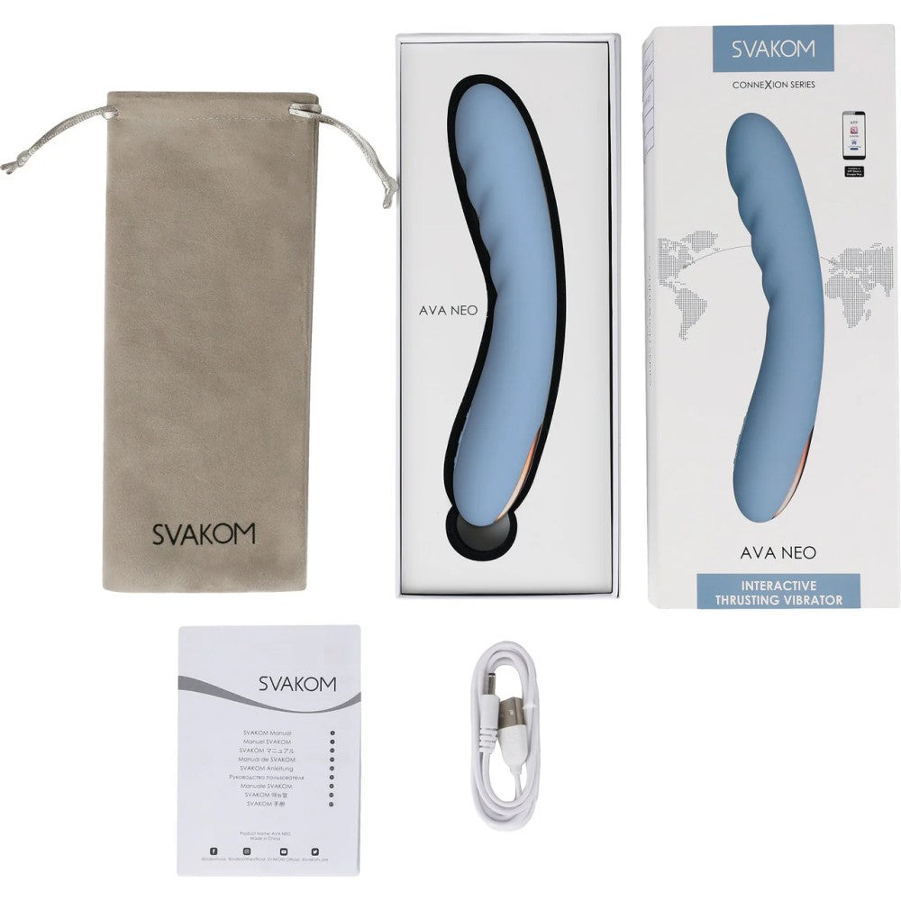 Svakom Ava Neo Interactive Thrusting Telefon Kontrollü Hareketli Vibrator Blue