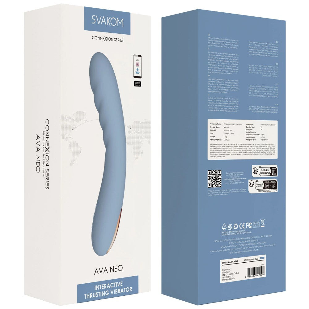 Svakom Ava Neo Interactive Thrusting Telefon Kontrollü Hareketli Vibrator Blue
