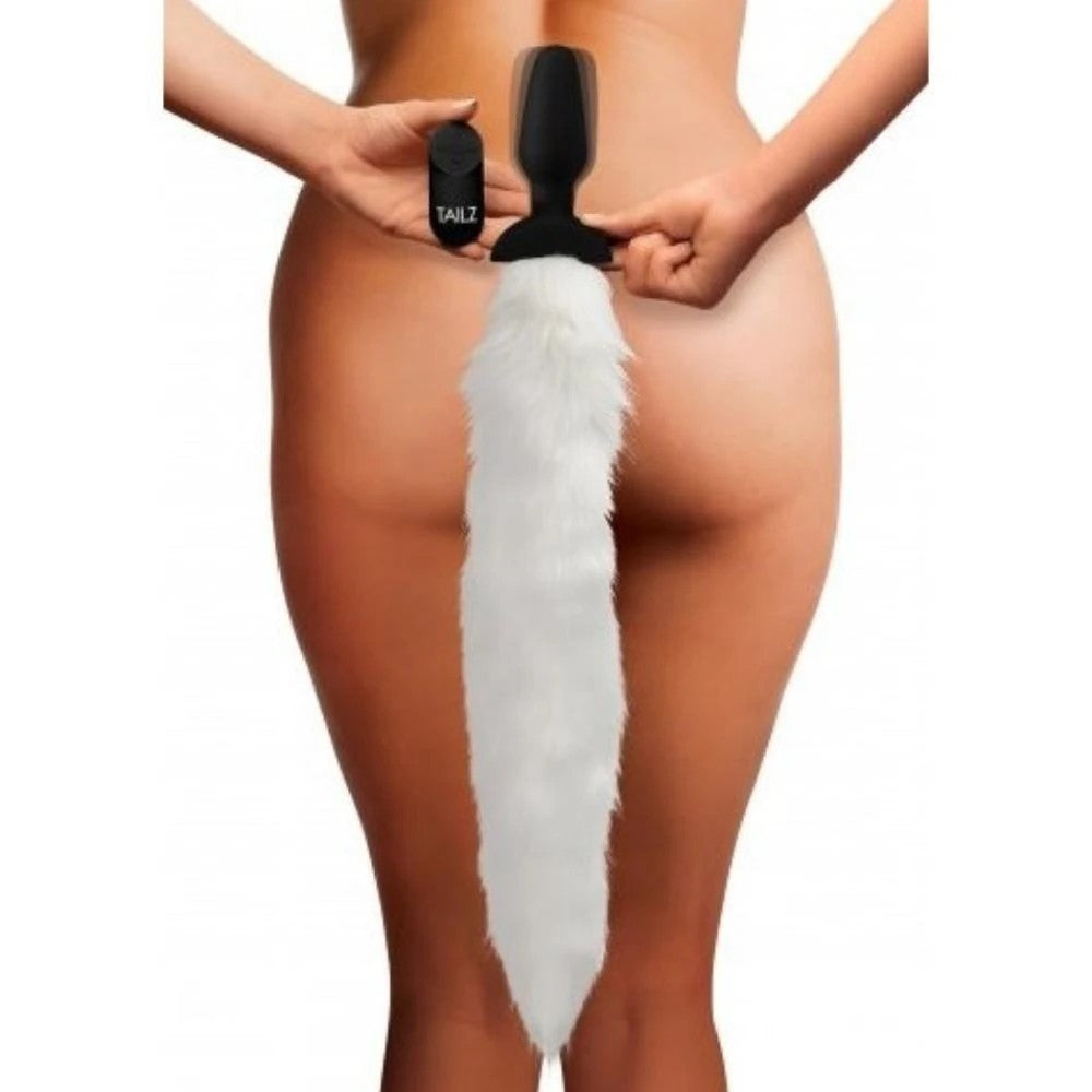Xr Brandz Waggerz White Fox Tail Vibrating Kuyruklu Remote Control Anal Vibratör