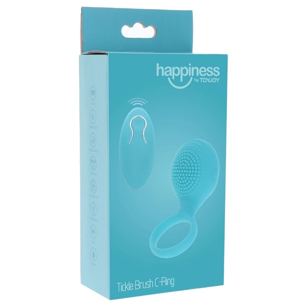 ToyJoy Happiness Tickle Brush C-Ring Uzaktan Kumandalı Penis Halkası
